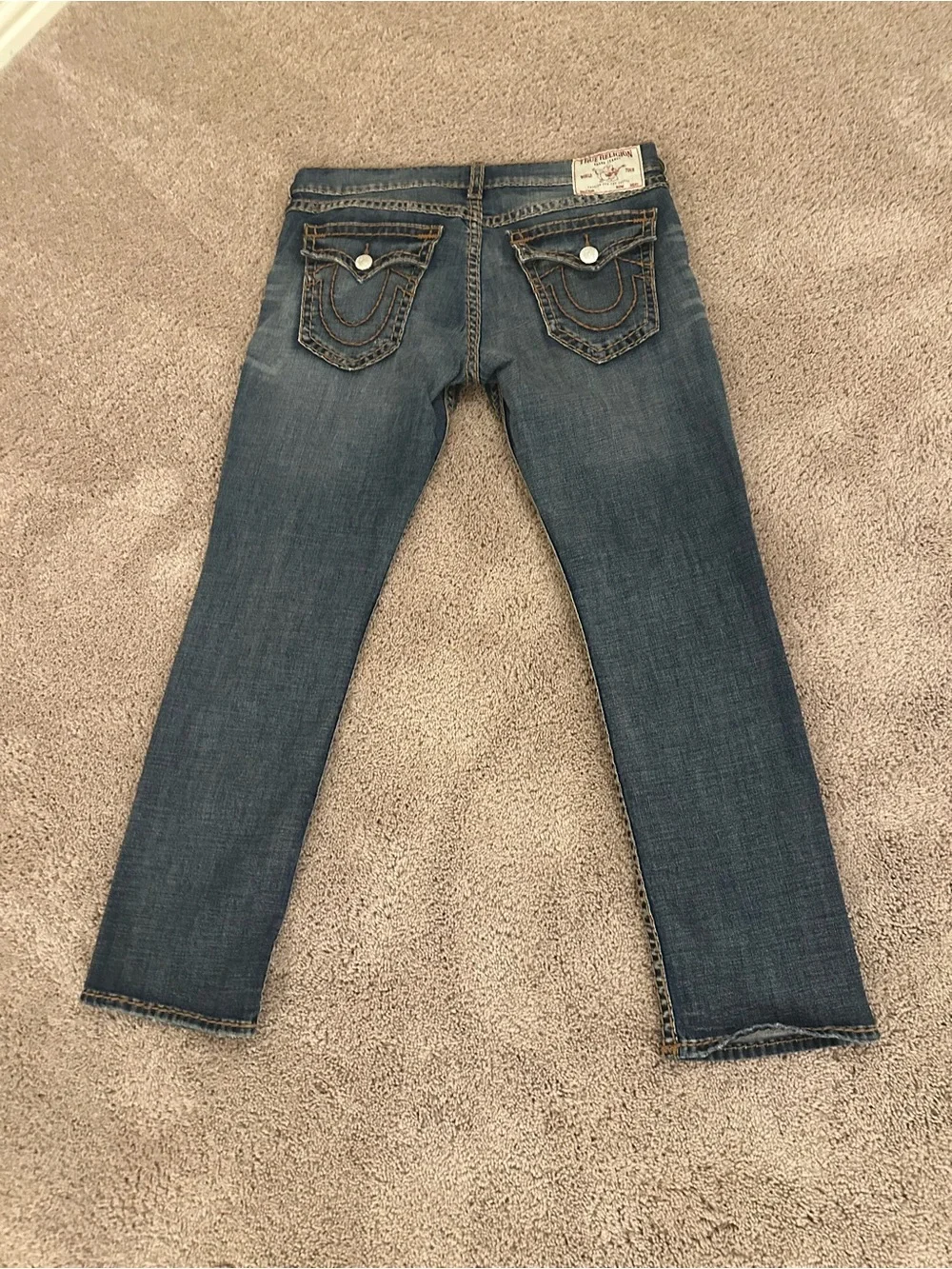 True Religion Men’s Blue Denim Jeans - Classic Pocket Stitch